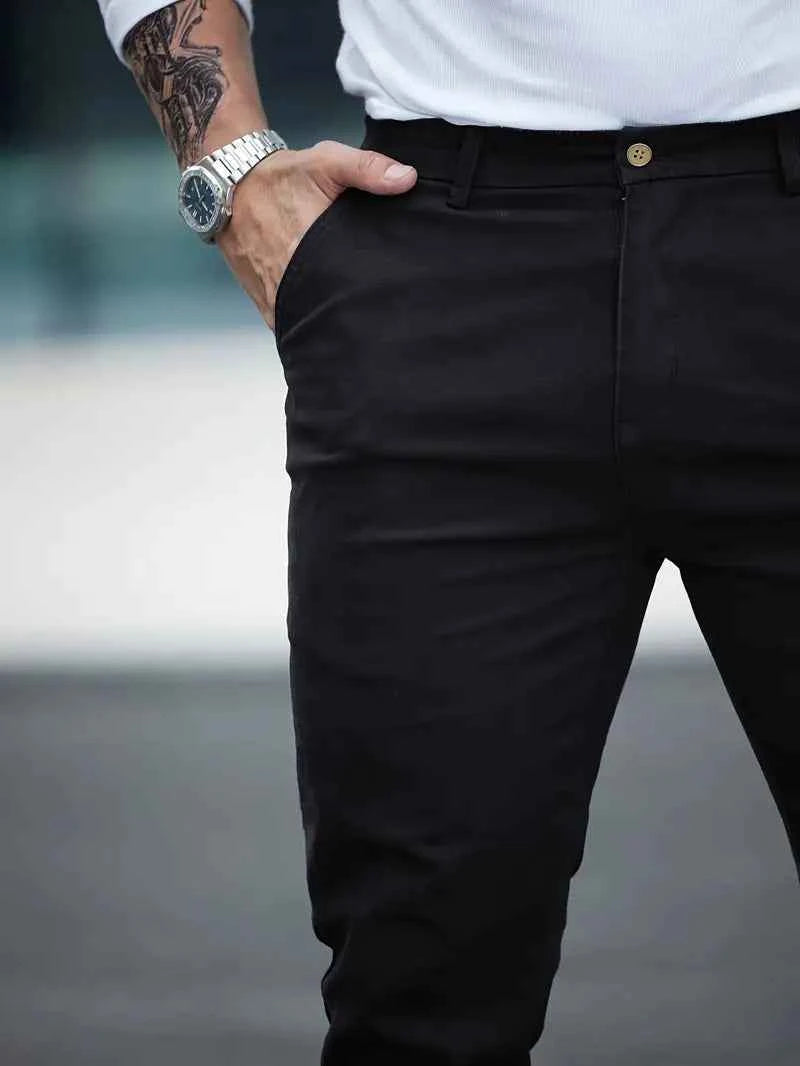 Gambluss Jet-Black Casual Cotton Pant - Gambluss Wardrobe