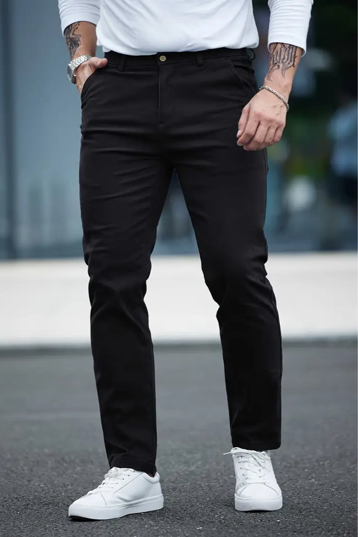 Gambluss Jet-Black Casual Cotton Pant - Gambluss Wardrobe