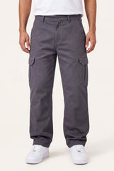 Relaxed Fit Baby Canvas Cotton Cargo Pant – Charcoal
