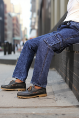 Gambluss Acid Washed Relaxed-Fit Denim Cargo-Blue - Gambluss Wardrobe