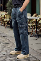 Gambluss Essential Relaxed-Fit Denim Cargo- Dark Charcoal - Gambluss Wardrobe