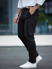 Gambluss Jet-Black Casual Cotton Pant - Gambluss Wardrobe