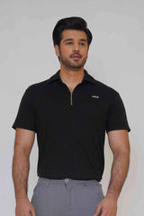 Gambluss Thermal Zipper Polo Shirt -Black - Gambluss Wardrobe