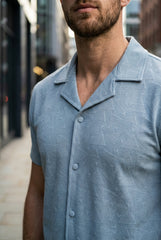 Gambluss Slate Grey Textured Cuban Collar Shirt - Gambluss Wardrobe
