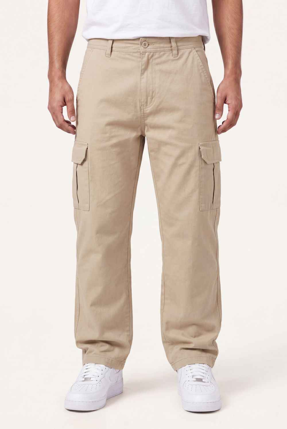 Relaxed Fit Baby Canvas Cotton Cargo Pant – Beige