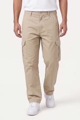 Relaxed Fit Baby Canvas Cotton Cargo Pant – Beige
