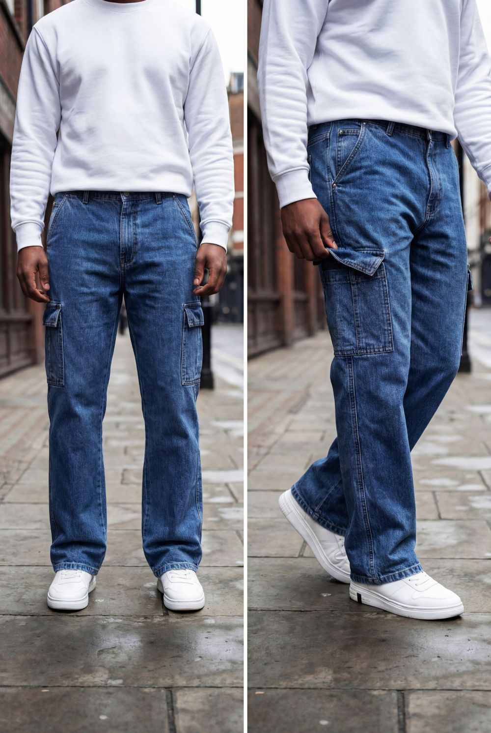 Gambluss Essential Relaxed-Fit Denim Cargo- Navy Blue - Gambluss Wardrobe