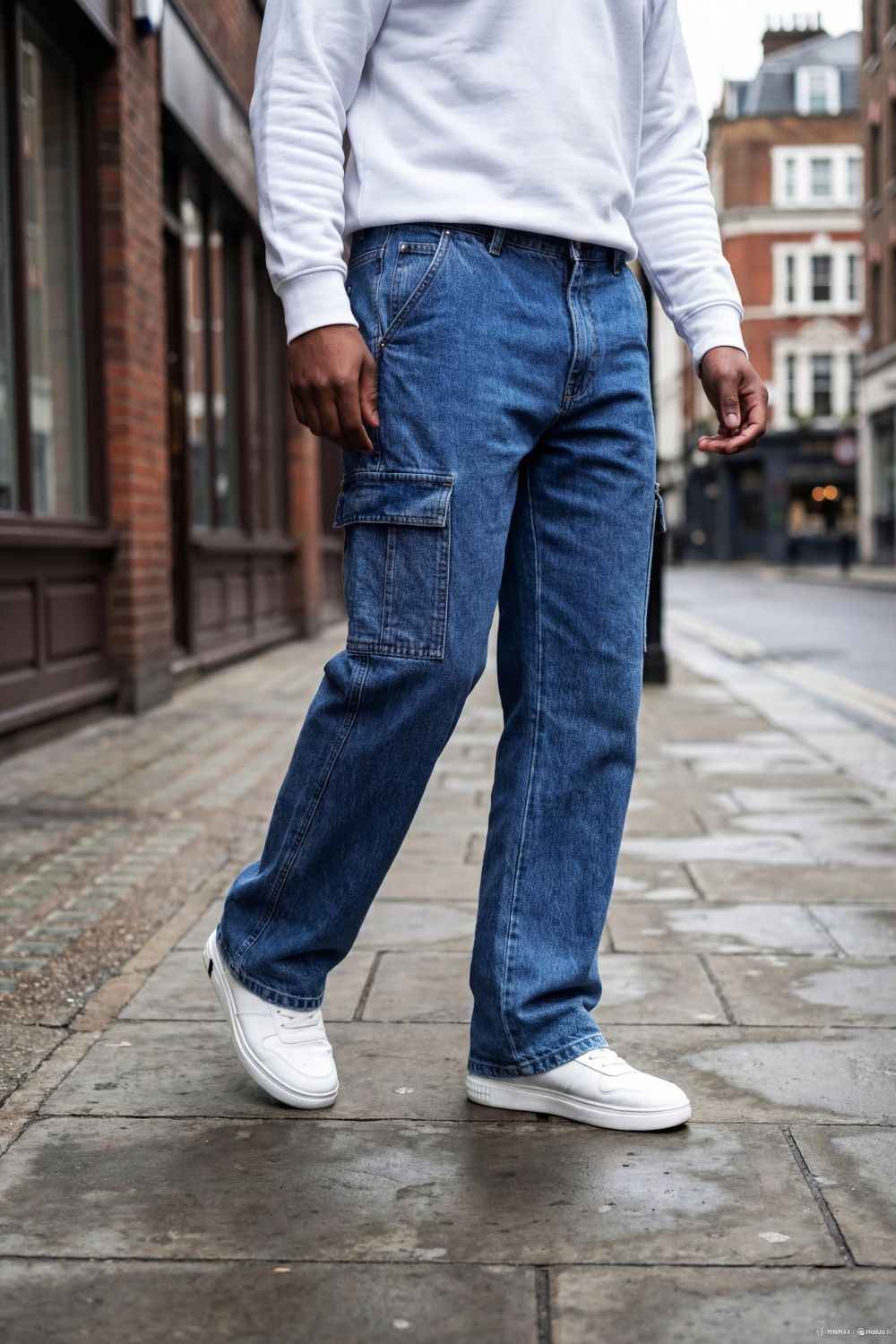 Gambluss Essential Relaxed-Fit Denim Cargo- Navy Blue - Gambluss Wardrobe