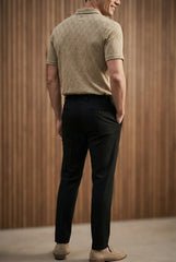 Johnny Collar Embossed Textured Polo Shirt for Men | Beige - Gambluss Wardrobe