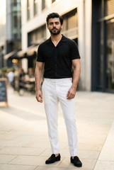 Gambluss black Textured Cuban Collar Shirt - Gambluss Wardrobe