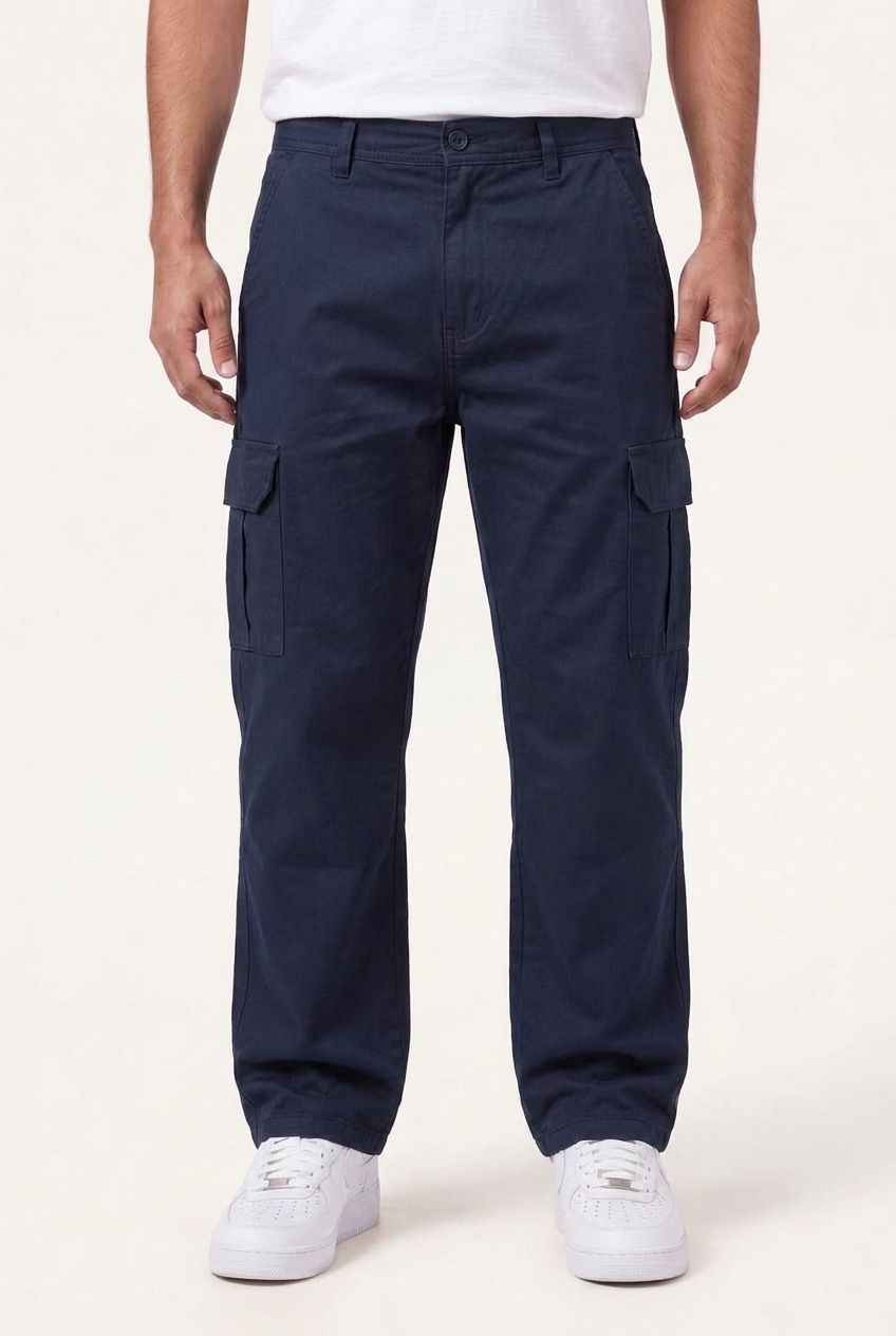 Relaxed Fit Baby Canvas Cotton Cargo Pant – Navy