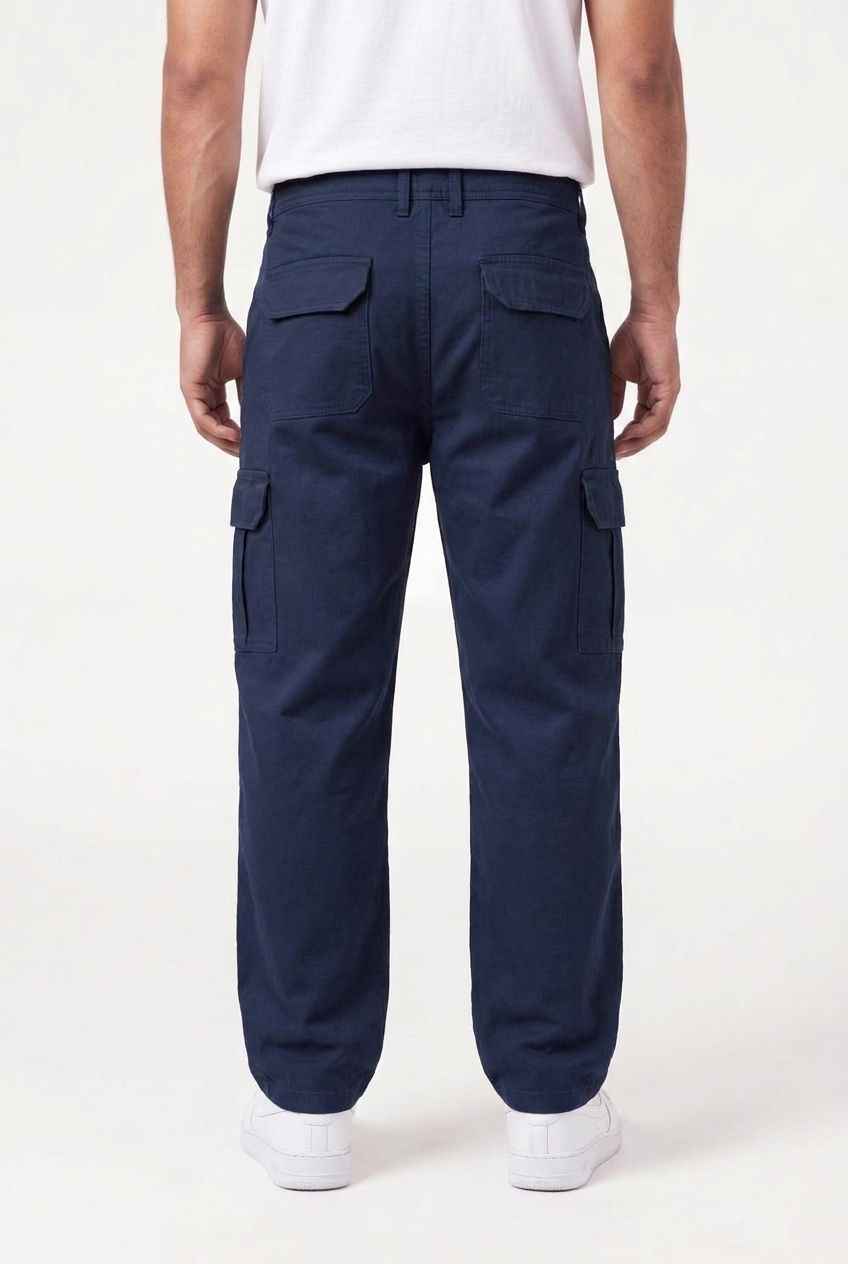 Relaxed Fit Baby Canvas Cotton Cargo Pant – Navy
