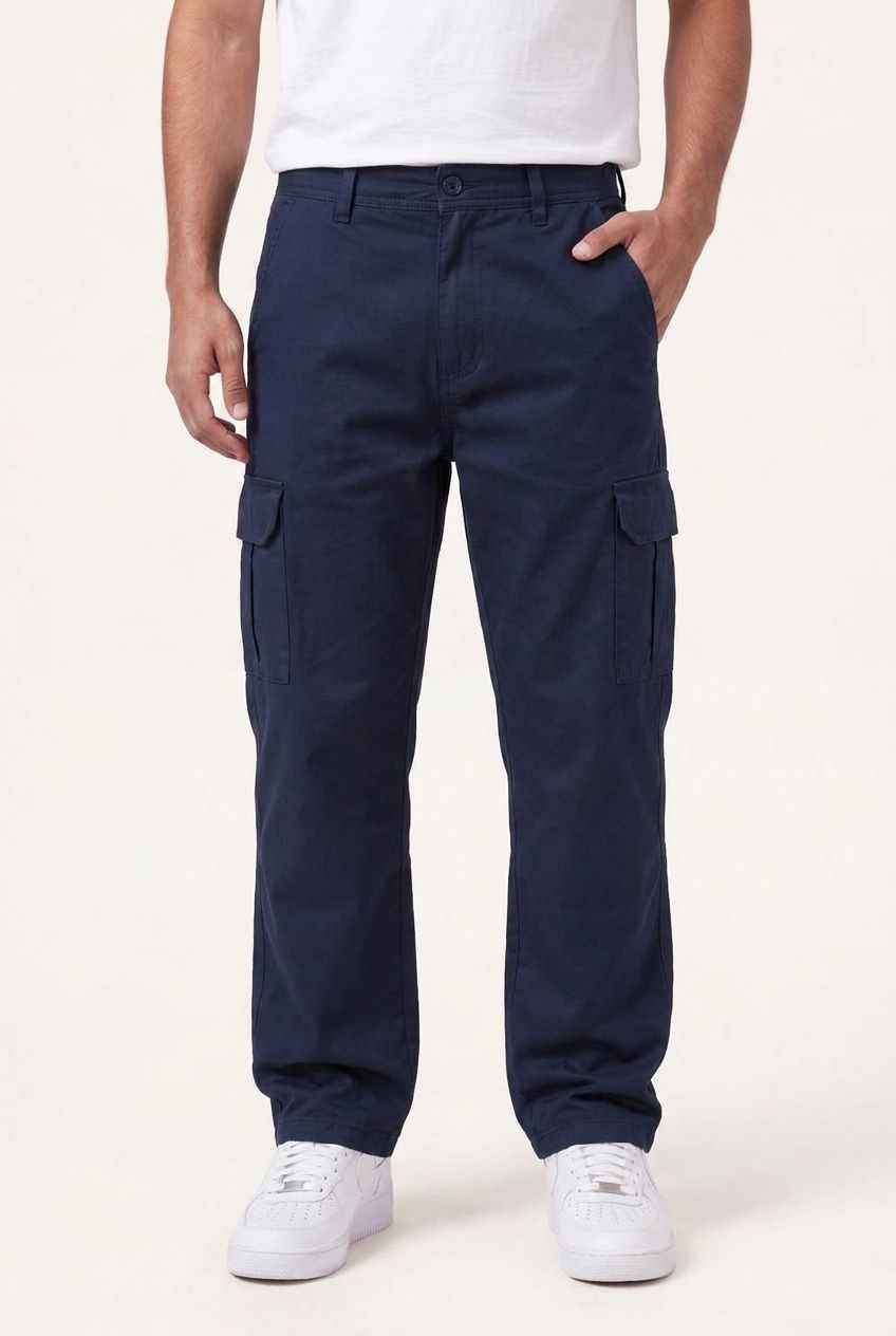 Relaxed Fit Baby Canvas Cotton Cargo Pant – Navy