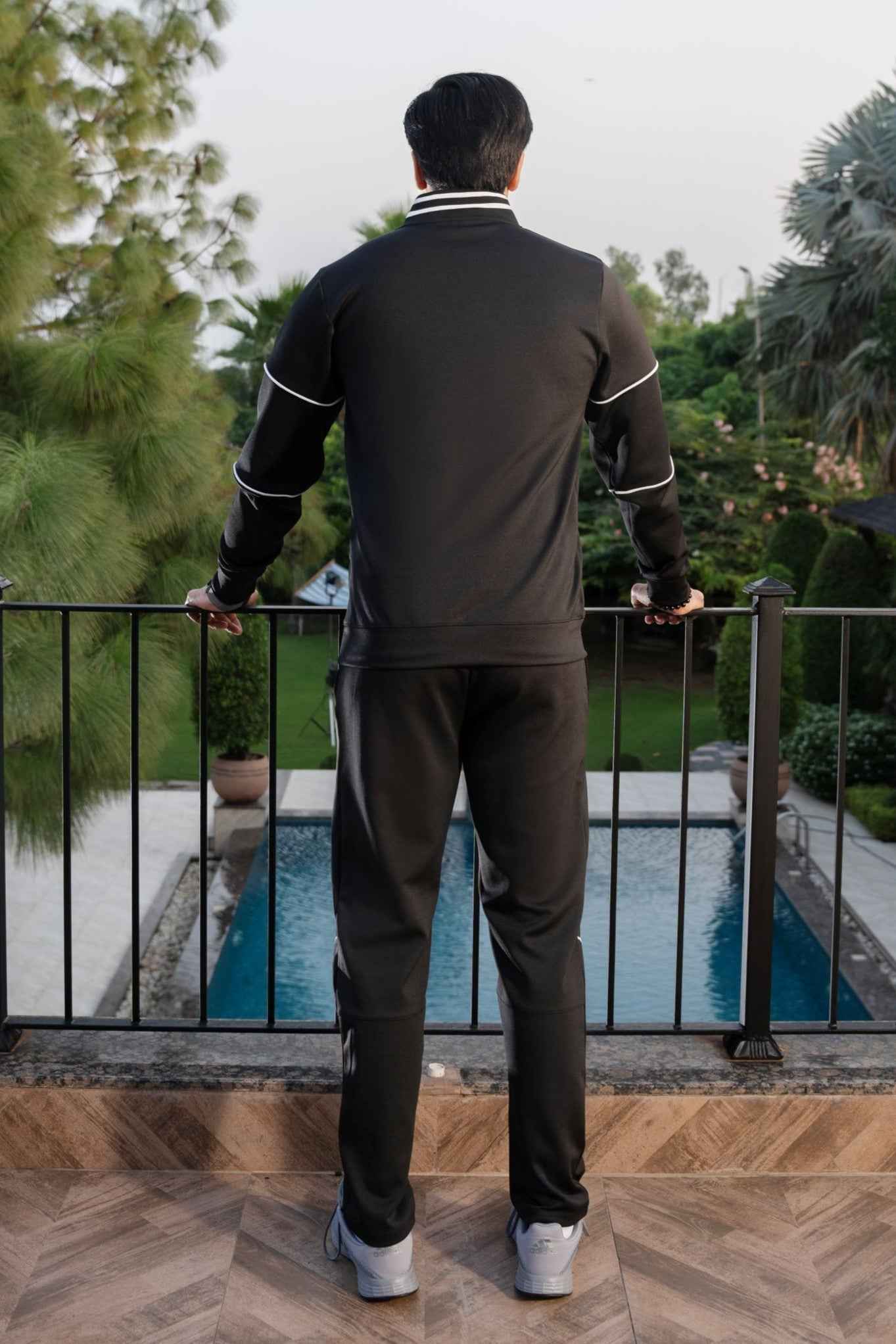 Black Velocity Tracksuit | Imported Scuba Fabric 4-Way Stretch – Gambluss - Gambluss Wardrobe