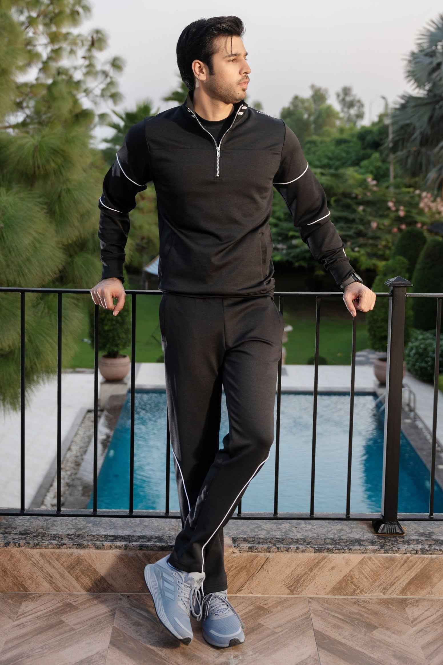 Black Velocity Tracksuit | Imported Scuba Fabric 4-Way Stretch – Gambluss - Gambluss Wardrobe