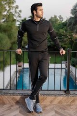 Black Velocity Tracksuit | Imported Scuba Fabric 4-Way Stretch – Gambluss - Gambluss Wardrobe