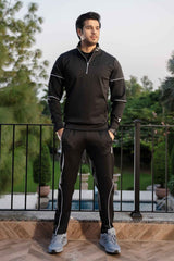 Black Velocity Tracksuit | Imported Scuba Fabric 4-Way Stretch – Gambluss - Gambluss Wardrobe