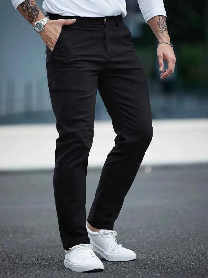 Gambluss Jet-Black Casual Cotton Pant - Gambluss Wardrobe