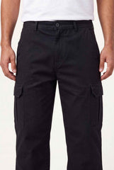 Relaxed Fit Baby Canvas Cotton Cargo Pant – Black