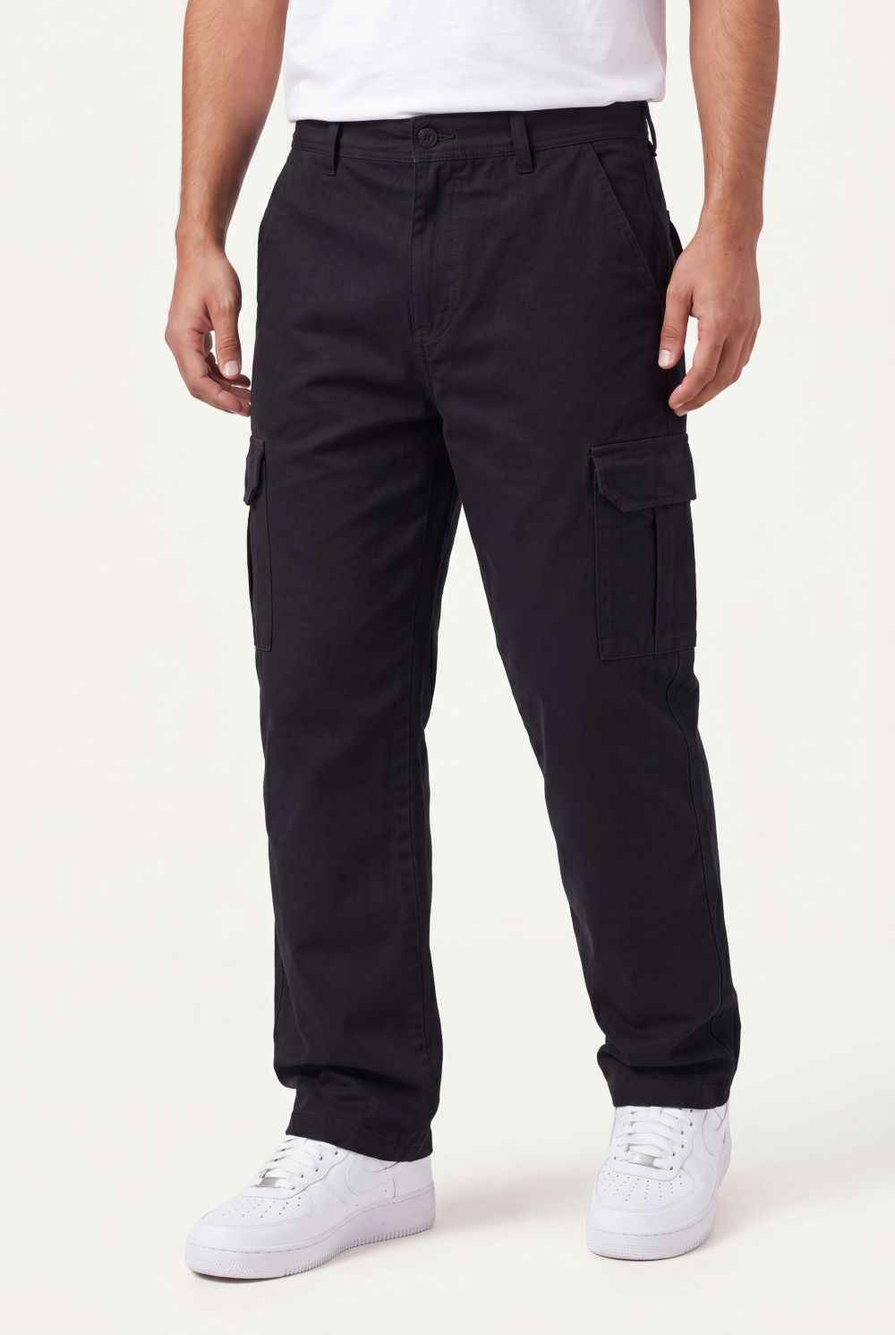 Relaxed Fit Baby Canvas Cotton Cargo Pant – Black