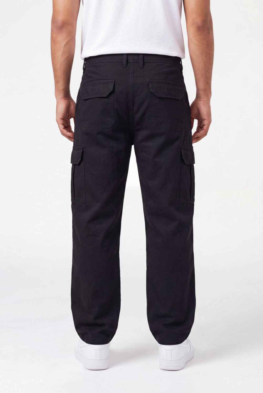 Relaxed Fit Baby Canvas Cotton Cargo Pant – Black