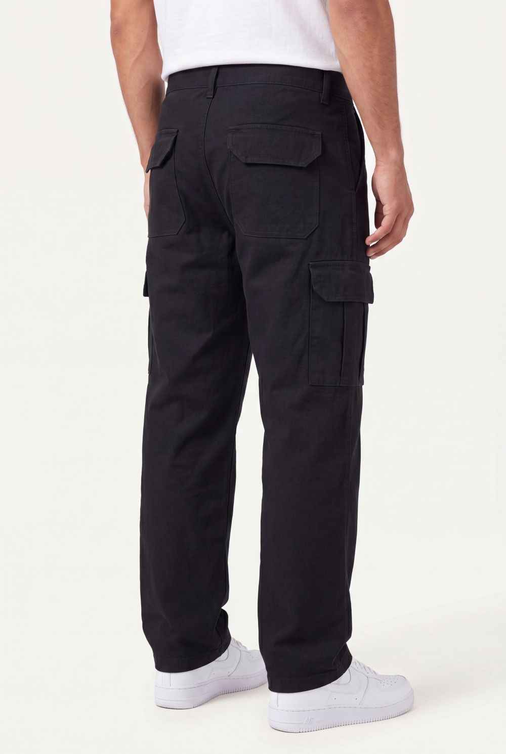 Relaxed Fit Baby Canvas Cotton Cargo Pant – Black