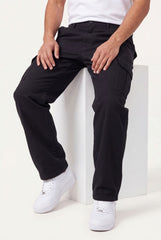Relaxed Fit Baby Canvas Cotton Cargo Pant – Black