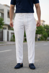 Gambluss White Tuxedo Dress Pants – Premium Formal Fit for Men