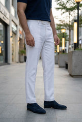 Gambluss White Tuxedo Dress Pants – Premium Formal Fit for Men