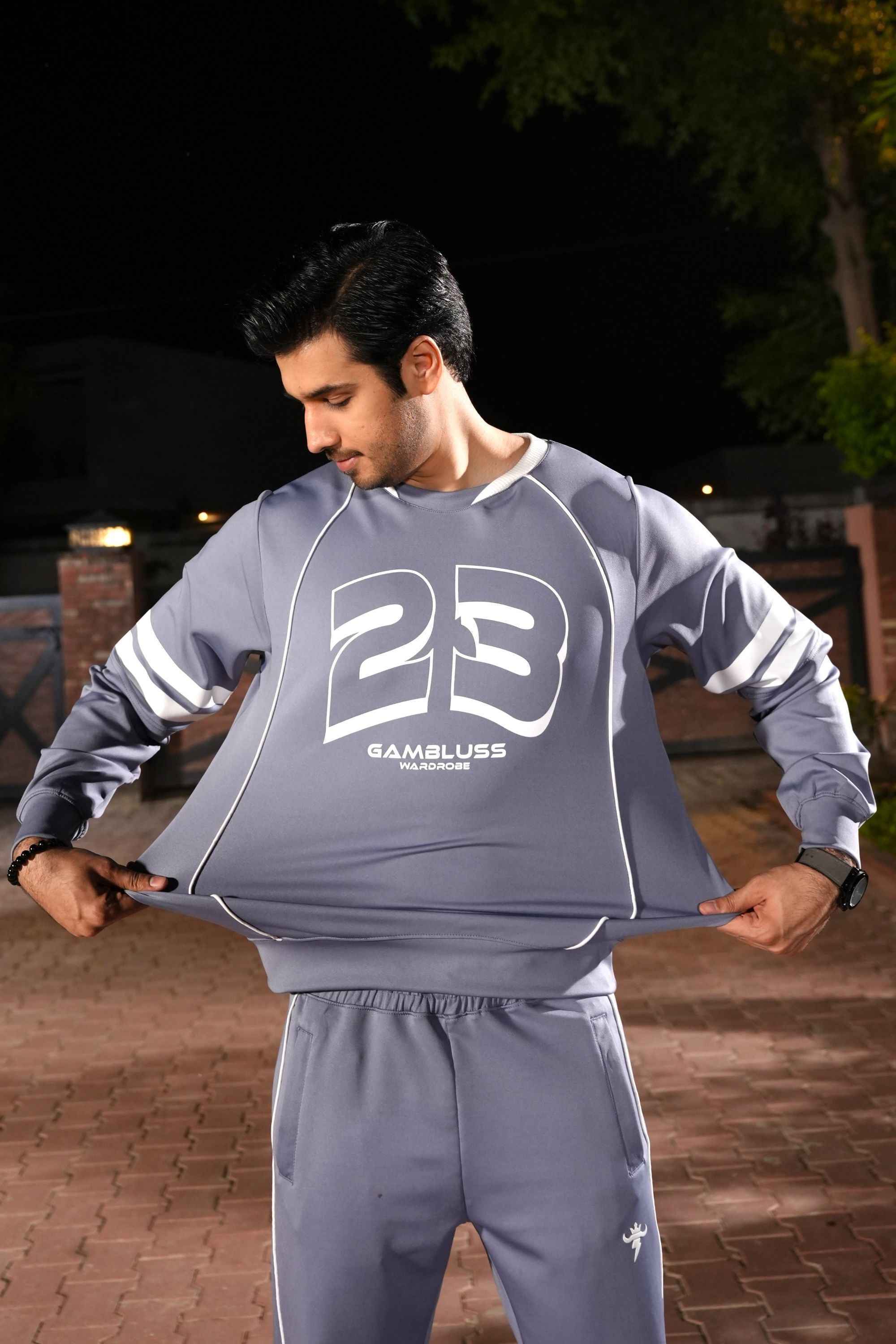 Gambluss Space Blue Momentum Tracksuit | Imported Scuba 4-Way Stretch - Gambluss Wardrobe