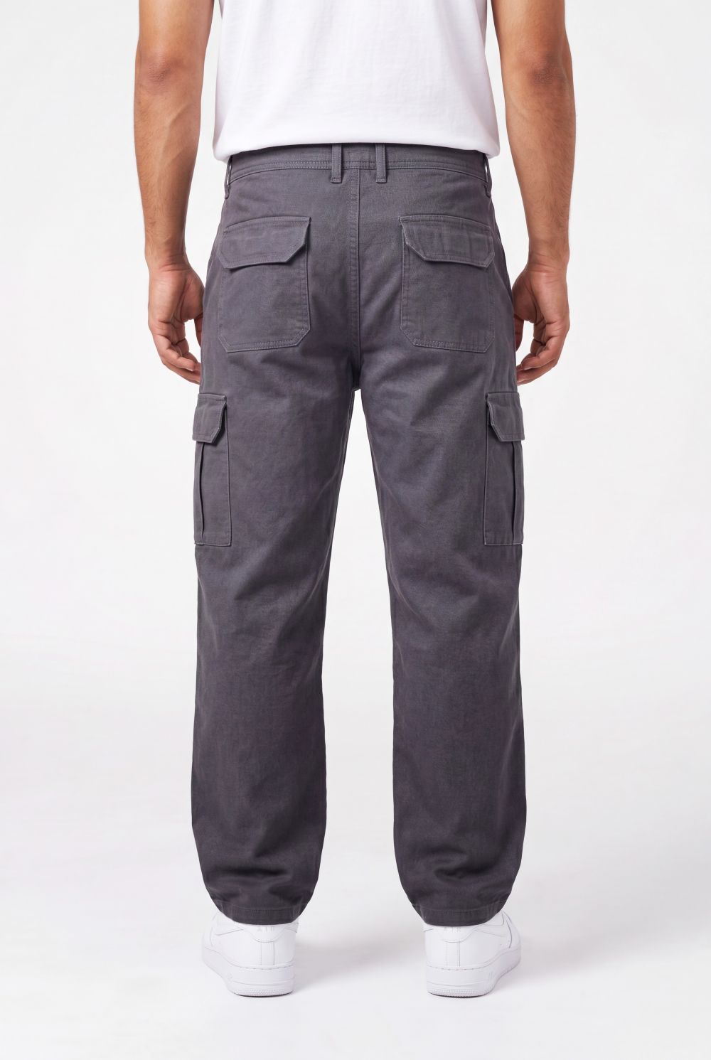 Relaxed Fit Baby Canvas Cotton Cargo Pant – Charcoal