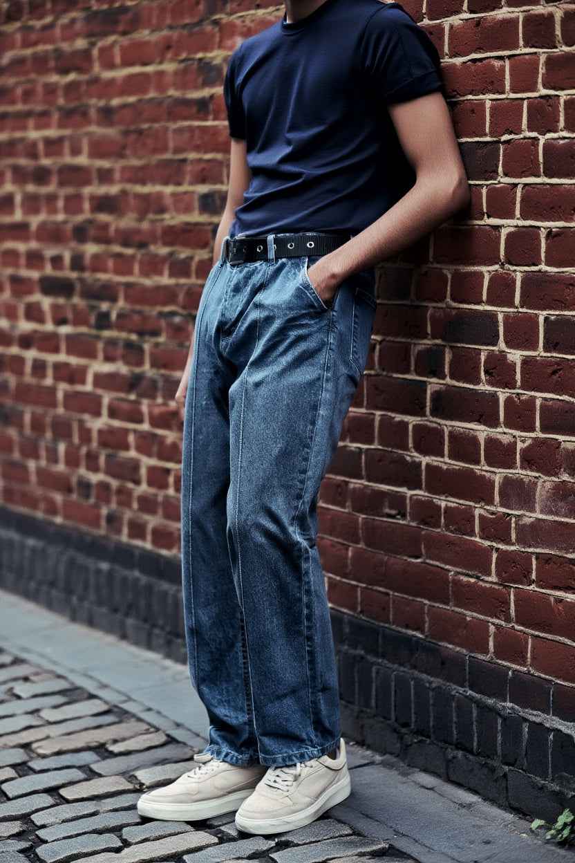 Gambluss Relaxed-Fit Pleated Pant - Gray-Navy - Gambluss Wardrobe