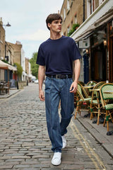 Gambluss Relaxed-Fit Pleated Pant - Gray-Navy - Gambluss Wardrobe