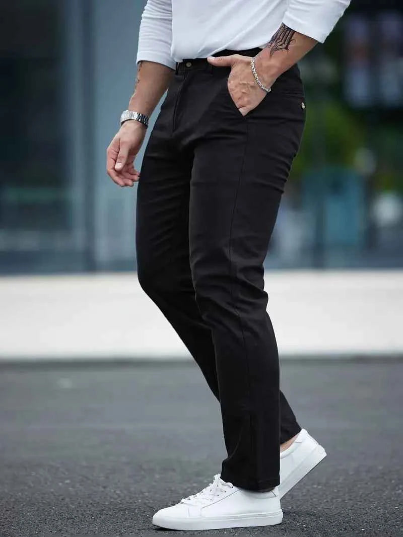 Gambluss Jet-Black Casual Cotton Pant - Gambluss Wardrobe