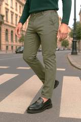 Gambluss olive Twill Cotton Pant - Gambluss Wardrobe