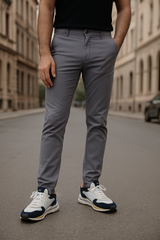 Gambluss Grey Twill Cotton Pant - Gambluss Wardrobe