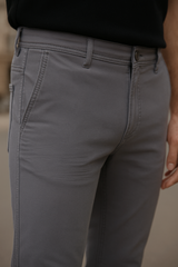 Gambluss Grey Twill Cotton Pant - Gambluss Wardrobe