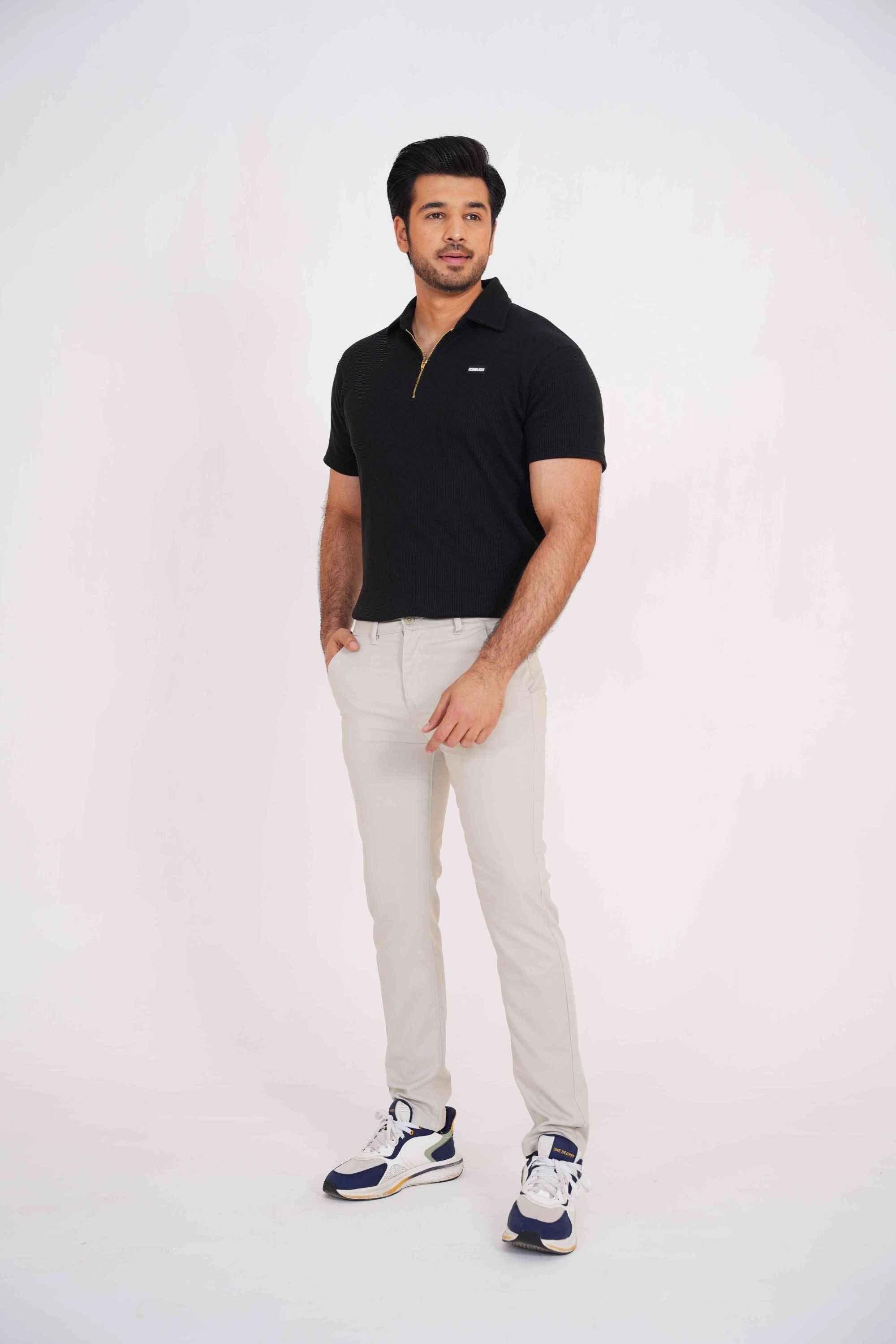 Gambluss Thermal Zipper Polo Shirt -Black - Gambluss Wardrobe