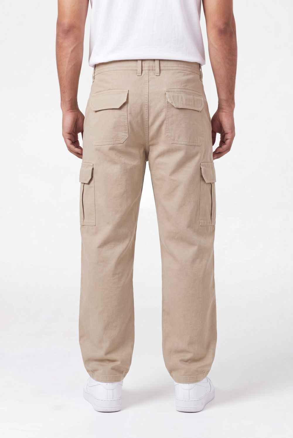 Relaxed Fit Baby Canvas Cotton Cargo Pant – Beige