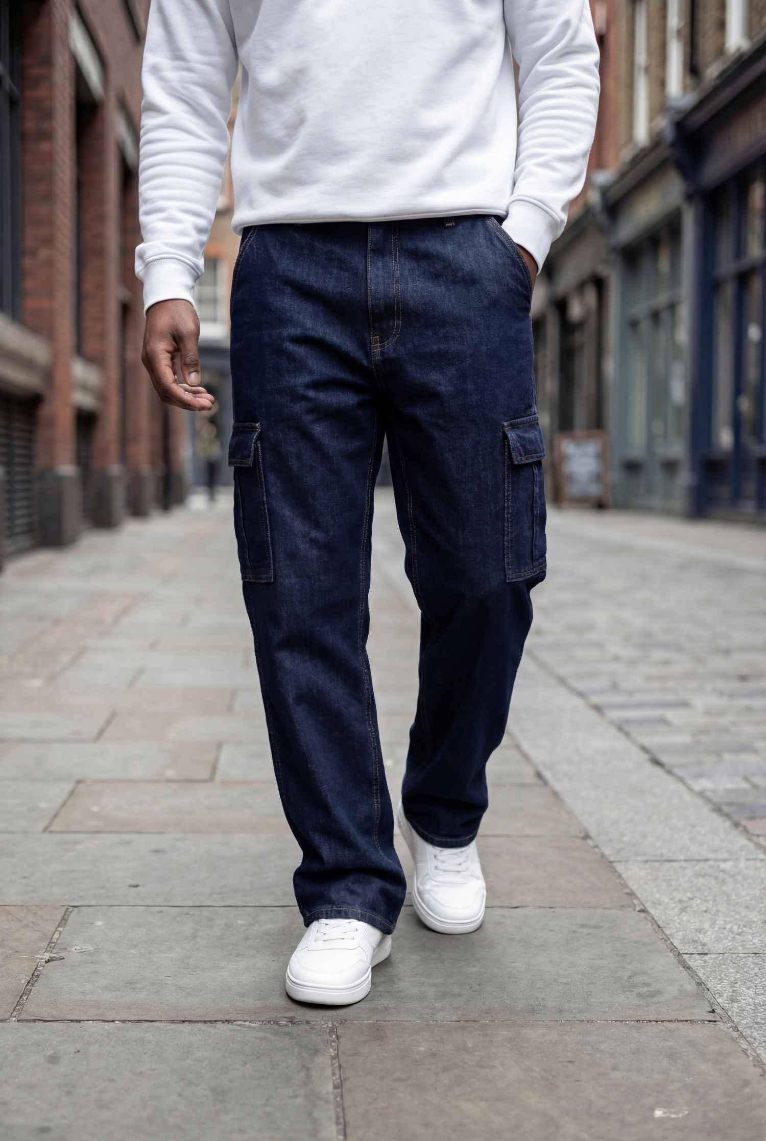 Gambluss Essential Relaxed-Fit Denim Cargo- Dark Navy - Gambluss Wardrobe