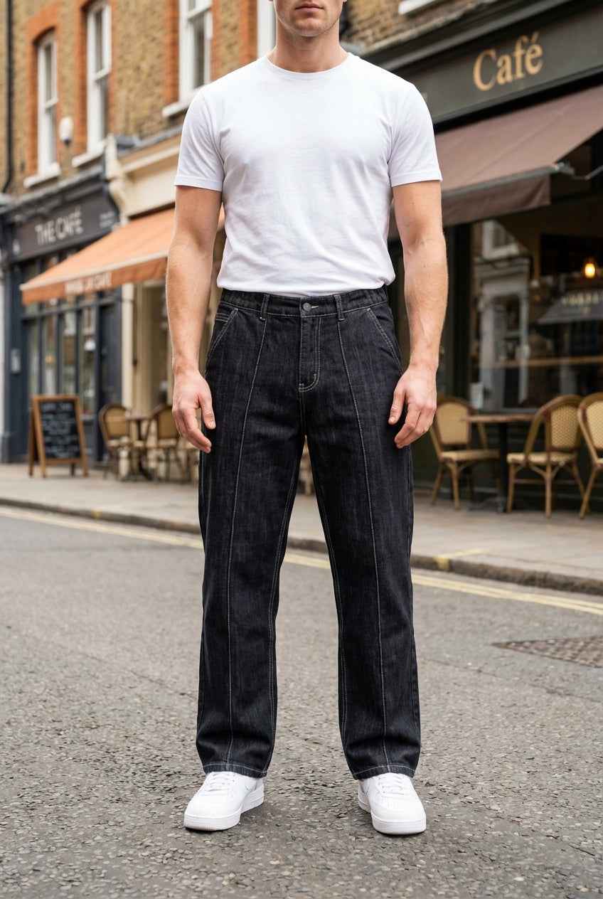 Gambluss Stretchable Belt Relaxed-Fit  Pleated Pant-Structured Black - Gambluss Wardrobe