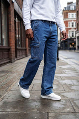 Gambluss Essential Relaxed-Fit Denim Cargo- Navy Blue - Gambluss Wardrobe
