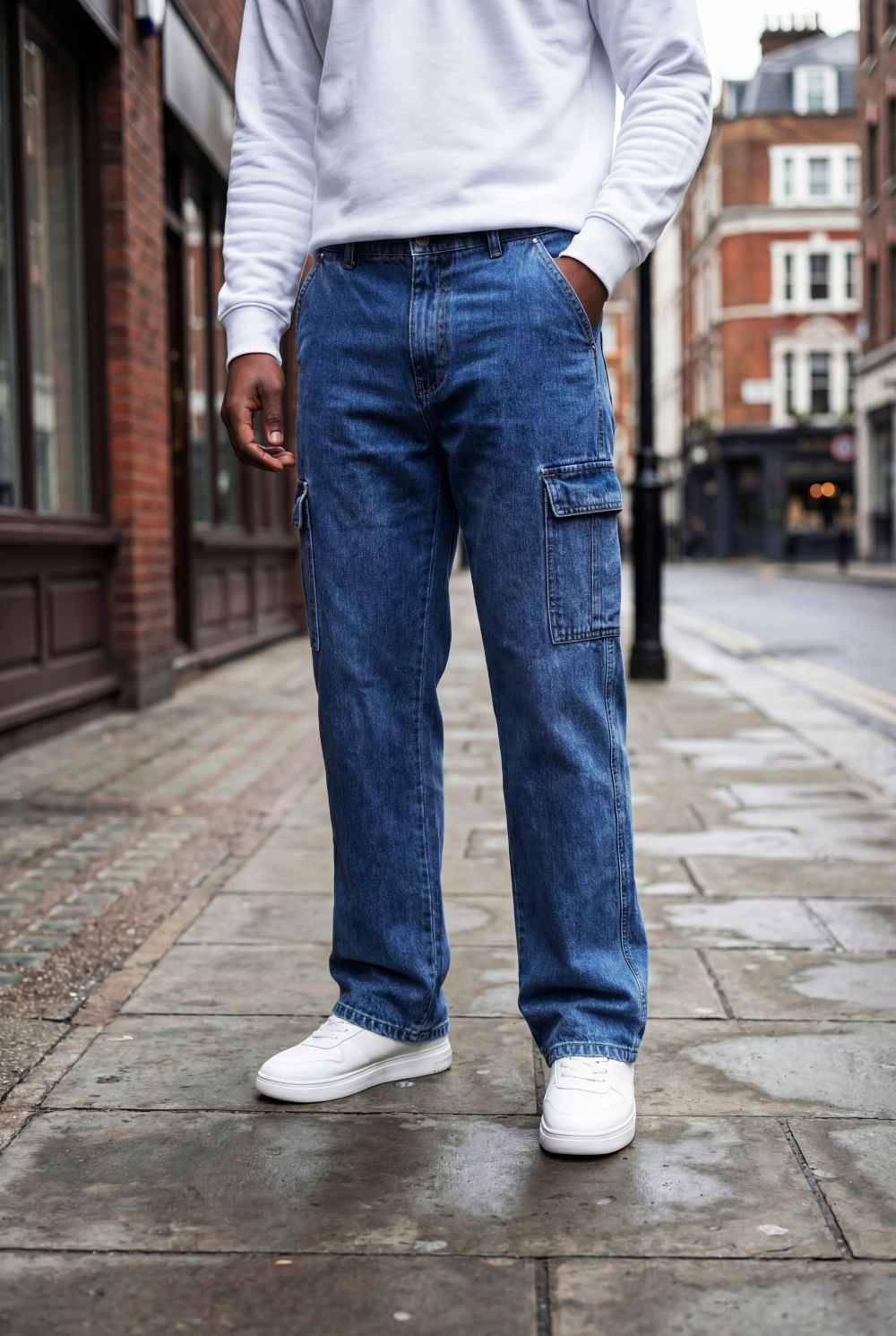 Gambluss Essential Relaxed-Fit Denim Cargo- Navy Blue - Gambluss Wardrobe