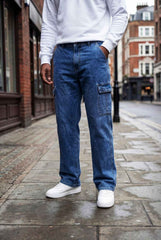 Gambluss Essential Relaxed-Fit Denim Cargo- Navy Blue - Gambluss Wardrobe