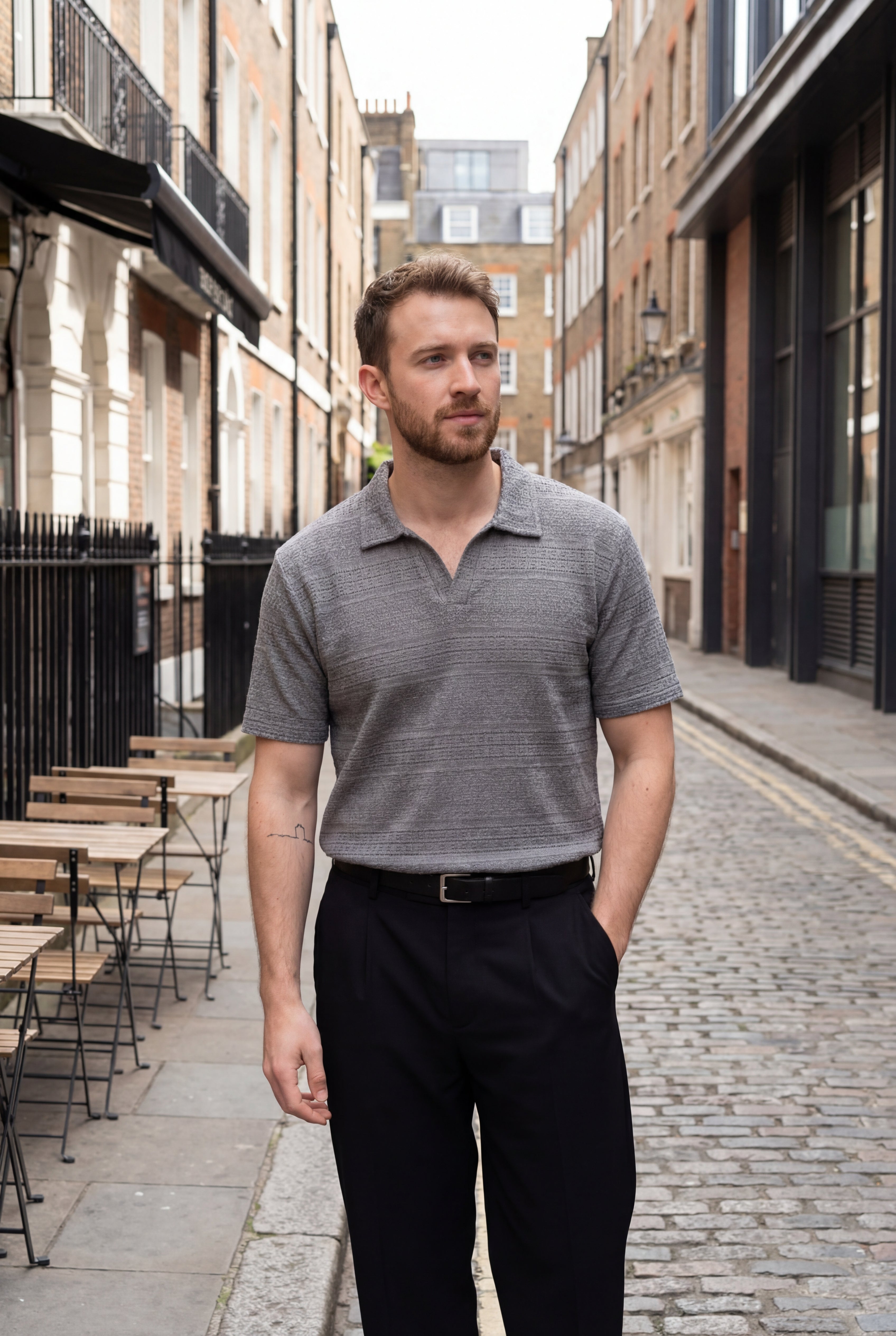 Men’s Grey Textured Turkish Polo Shirt – Johnny Collar | Stretchable Breathable Premium Fabric - Gambluss Wardrobe