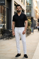 Gambluss black Textured Cuban Collar Shirt - Gambluss Wardrobe