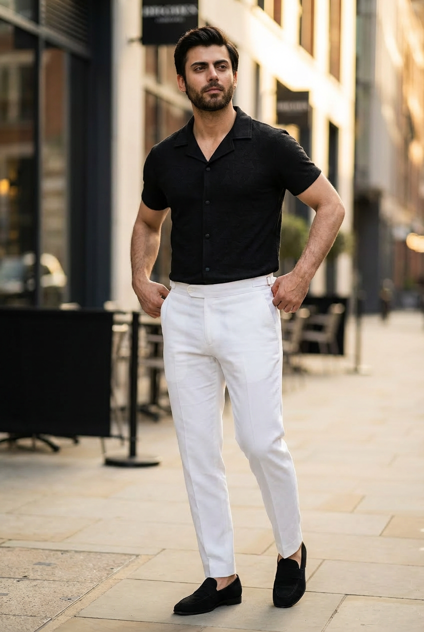 Gambluss black Textured Cuban Collar Shirt - Gambluss Wardrobe