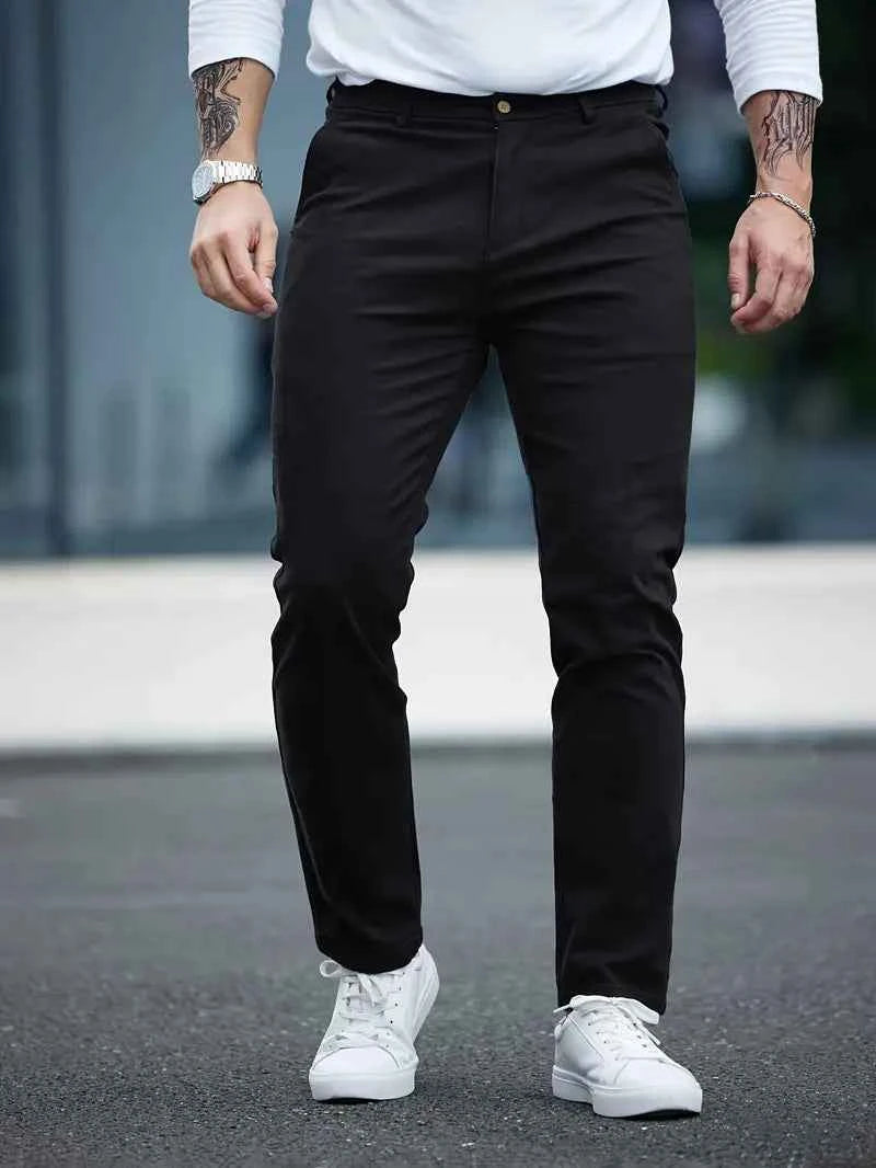 Gambluss Jet-Black Casual Cotton Pant - Gambluss Wardrobe