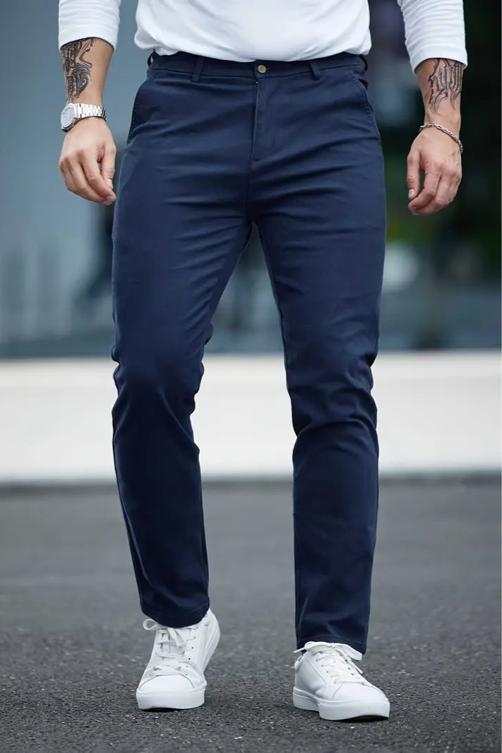 Gambluss Navy Twill Cotton Pant - Gambluss Wardrobe