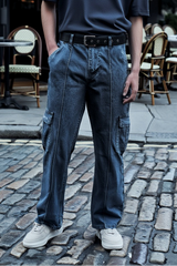 Gambluss Essential Relaxed-Fit Denim Cargo- Dark Charcoal - Gambluss Wardrobe